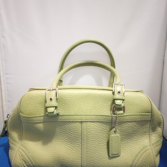 COACH PEBBLE LEATHER SATCHEL BAG, BEAUTIFUL APPLE GREEN - Picture 8 of 8